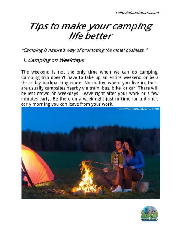 Tips to make your camping life Better