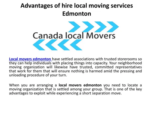 Advantages of hire local moving services Edmonton