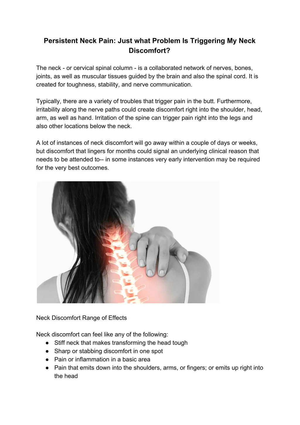 persistent neck pain just what problem