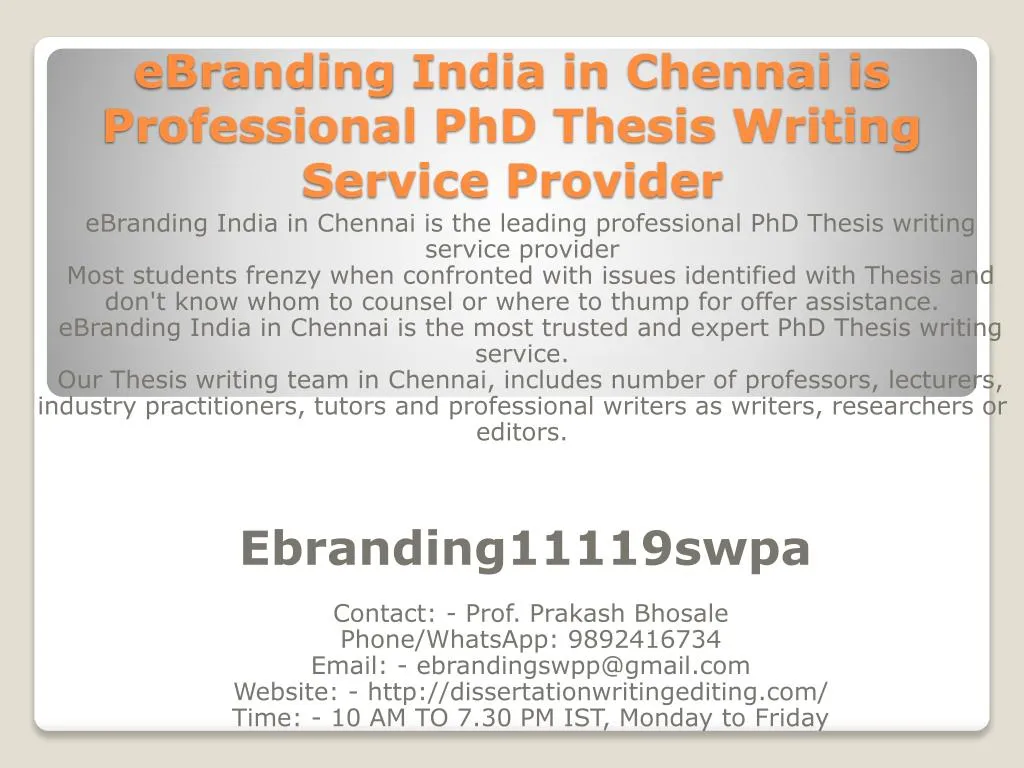 ebranding india in chennai is professional phd thesis writing service provider