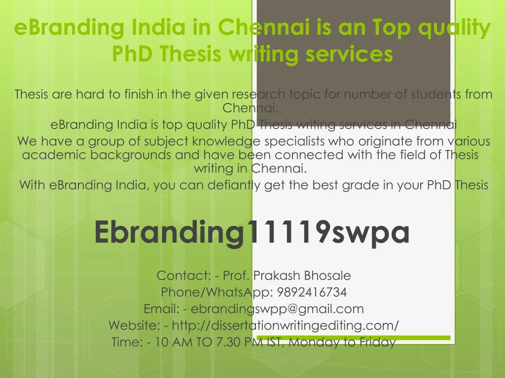 ebranding india in chennai is an top quality phd thesis writing services