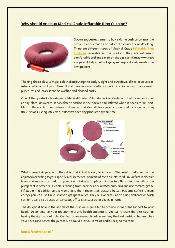 Why should one buy Medical Grade Inflatable Ring Cushion?