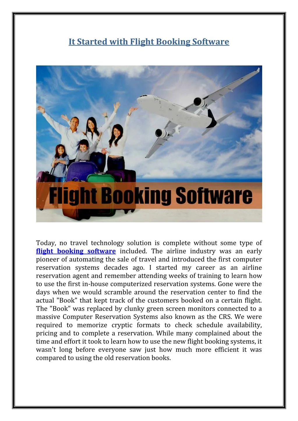 it started with flight booking software