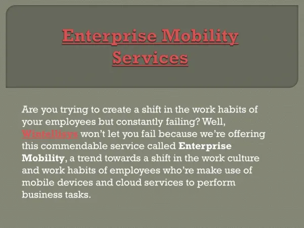 Wintellisys - Enterprise Mobility Management and Services