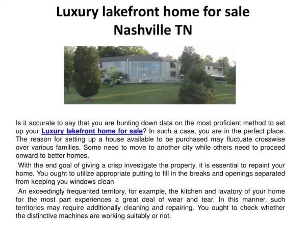 Luxury lakefront home for sale Nashville TN