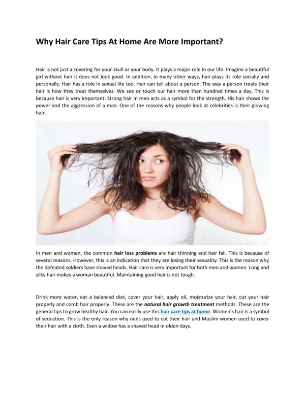 Why Hair Care Tips At Home Are More Important?