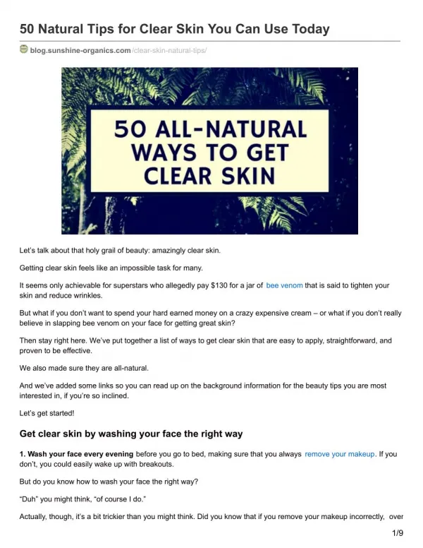 50 all-natural ways to get clear skin – Ultimate Guide