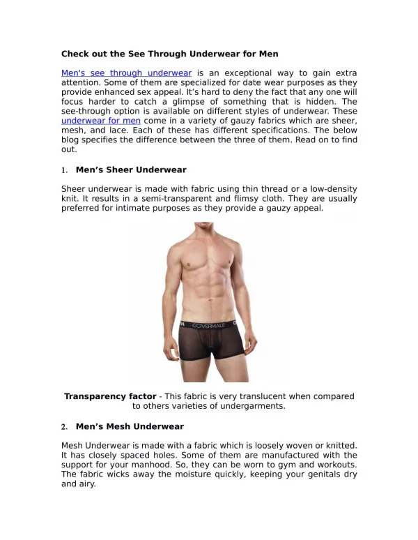 Check out the See Through Underwear for Men