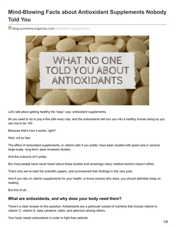 Mind-blowing Facts About Antioxidants That Nobody Told You
