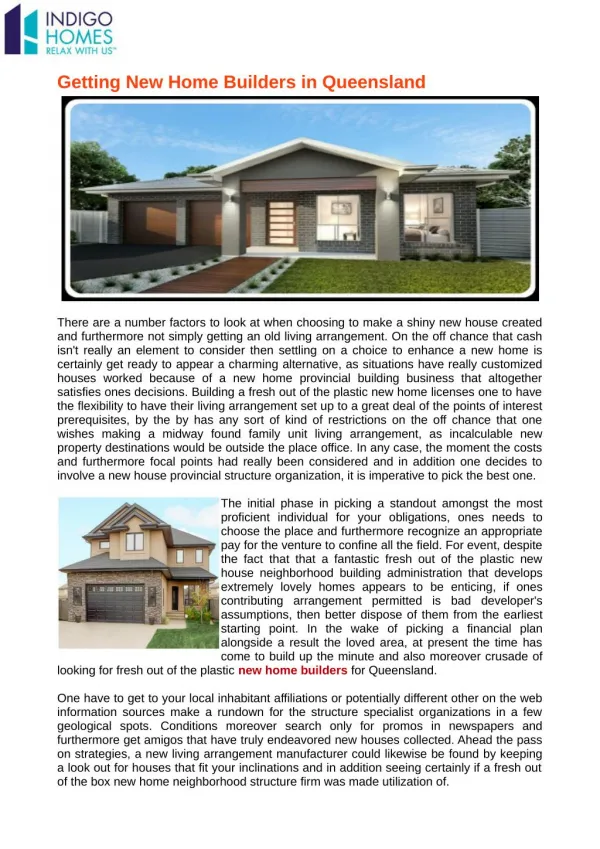 New Home Builders Queensland | Indigo Homes