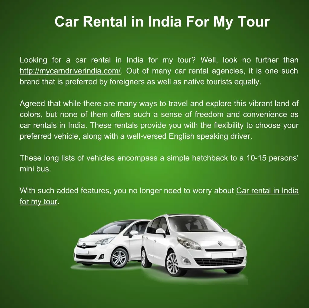 car rental in india for my tour