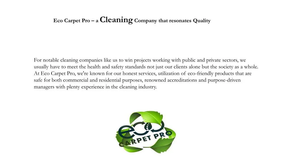 eco carpet pro a cleaning company that resonates