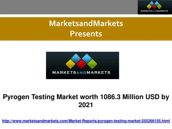 Pyrogen Testing Market worth 1086.3 Million USD by 2021