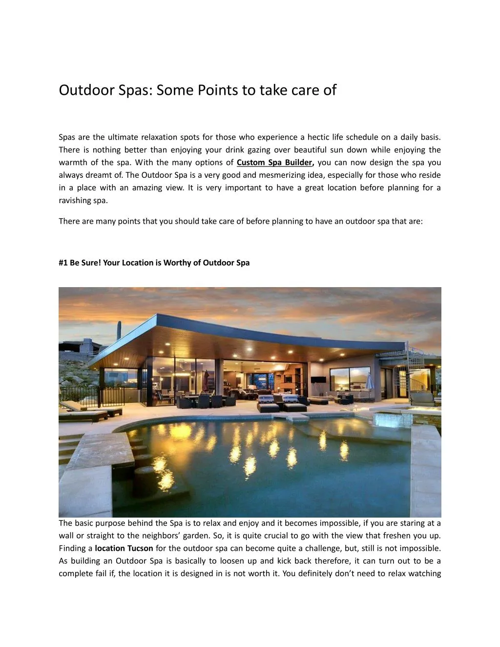 outdoor spas some points to take care of