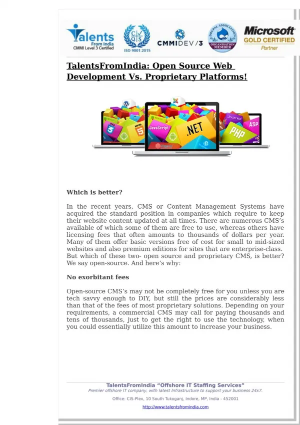 TalentsFromIndia: Open Source Web Development Vs. Proprietary Platforms!