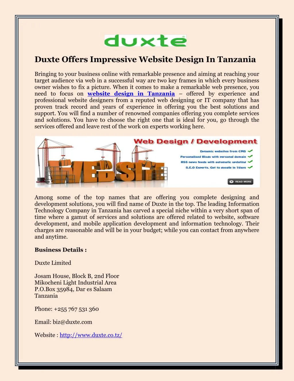 duxte offers impressive website design