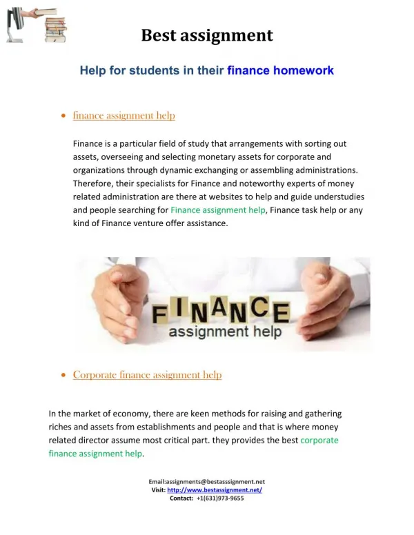 Corporate finance assignment help