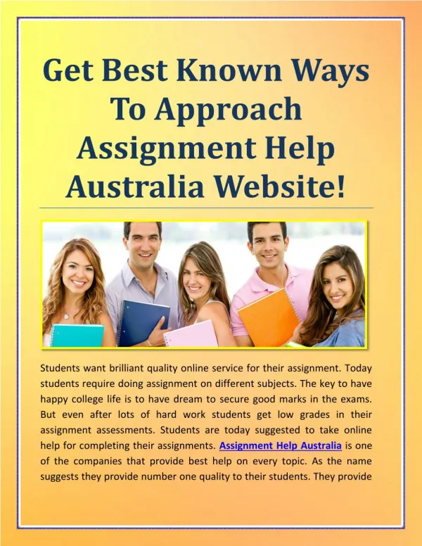 Get Best Known Ways To Approach Assignment Help Australia Website