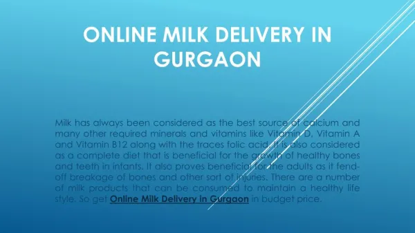 Online Milk Delivery in Gurgaon