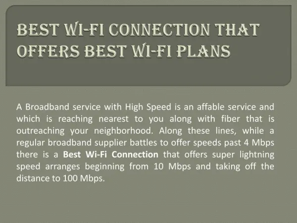 Best Wi-Fi Connection That Offers Best Wi-Fi Plans