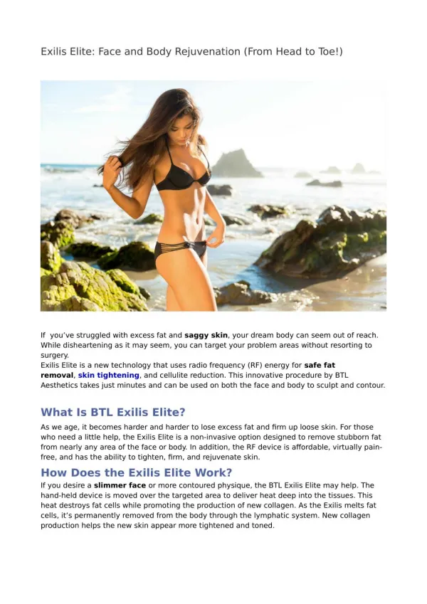 Exilis elite: face and body rejuvenation (from head to toe!)