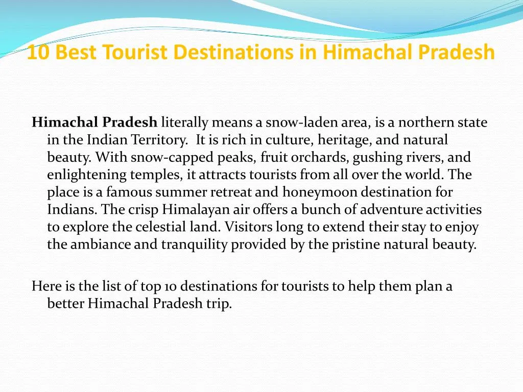 10 best tourist destinations in himachal pradesh
