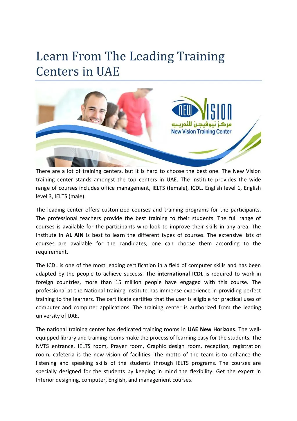 learn from the leading training centers in uae