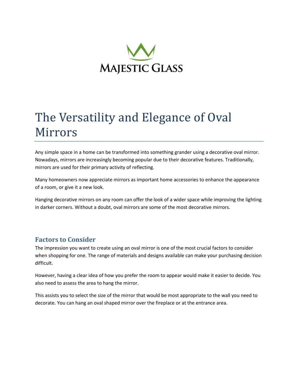 the versatility and elegance of oval mirrors