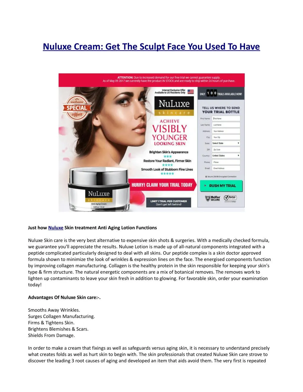 nuluxe cream get the sculpt face you used to have