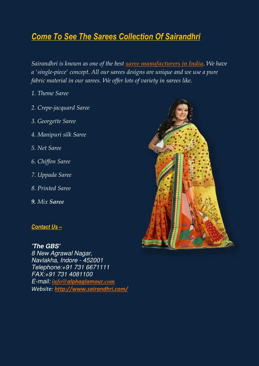 come to see the sarees collection of sairandhri