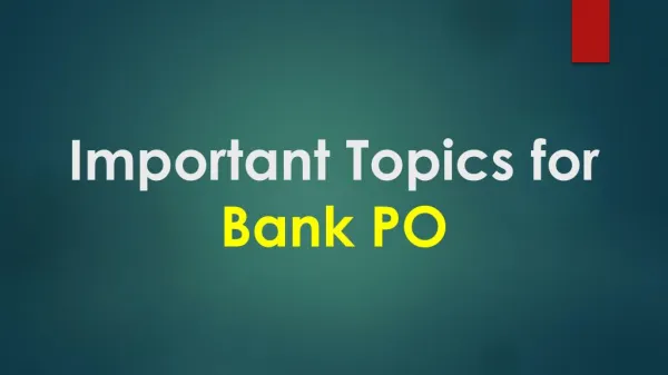 Important Topic for Bank PO