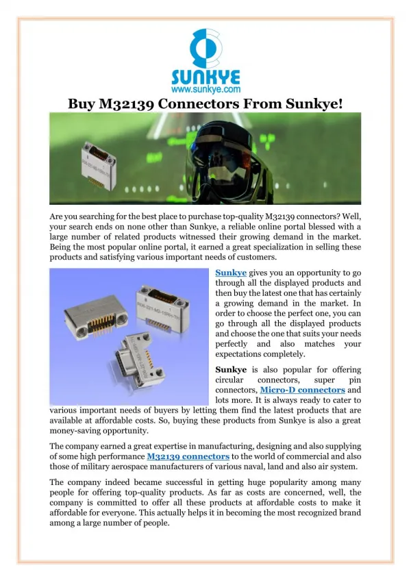 Buy M32139 Connectors From Sunkye!