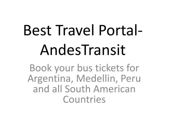 Best Travel Portal- AndesTransit