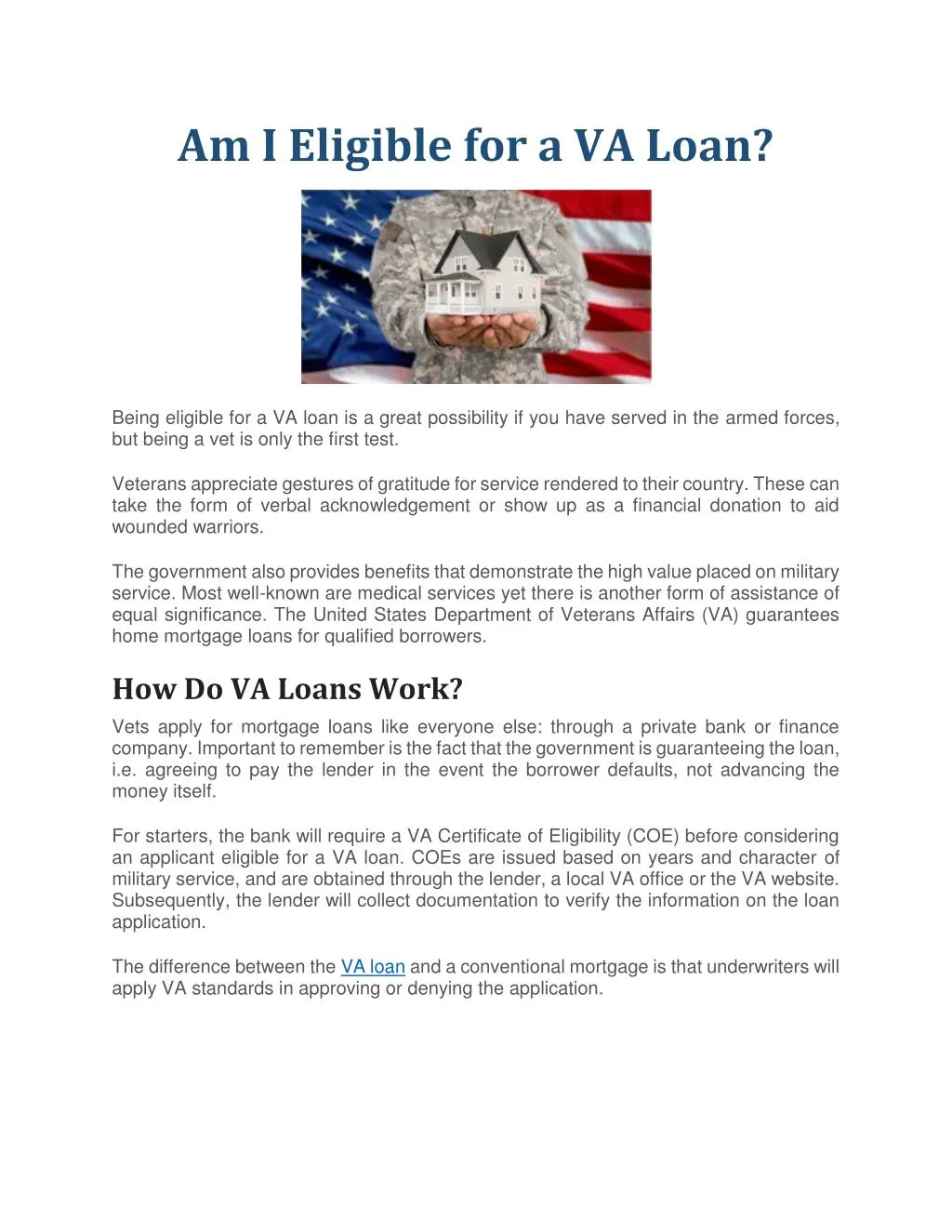 am i eligible for a va loan