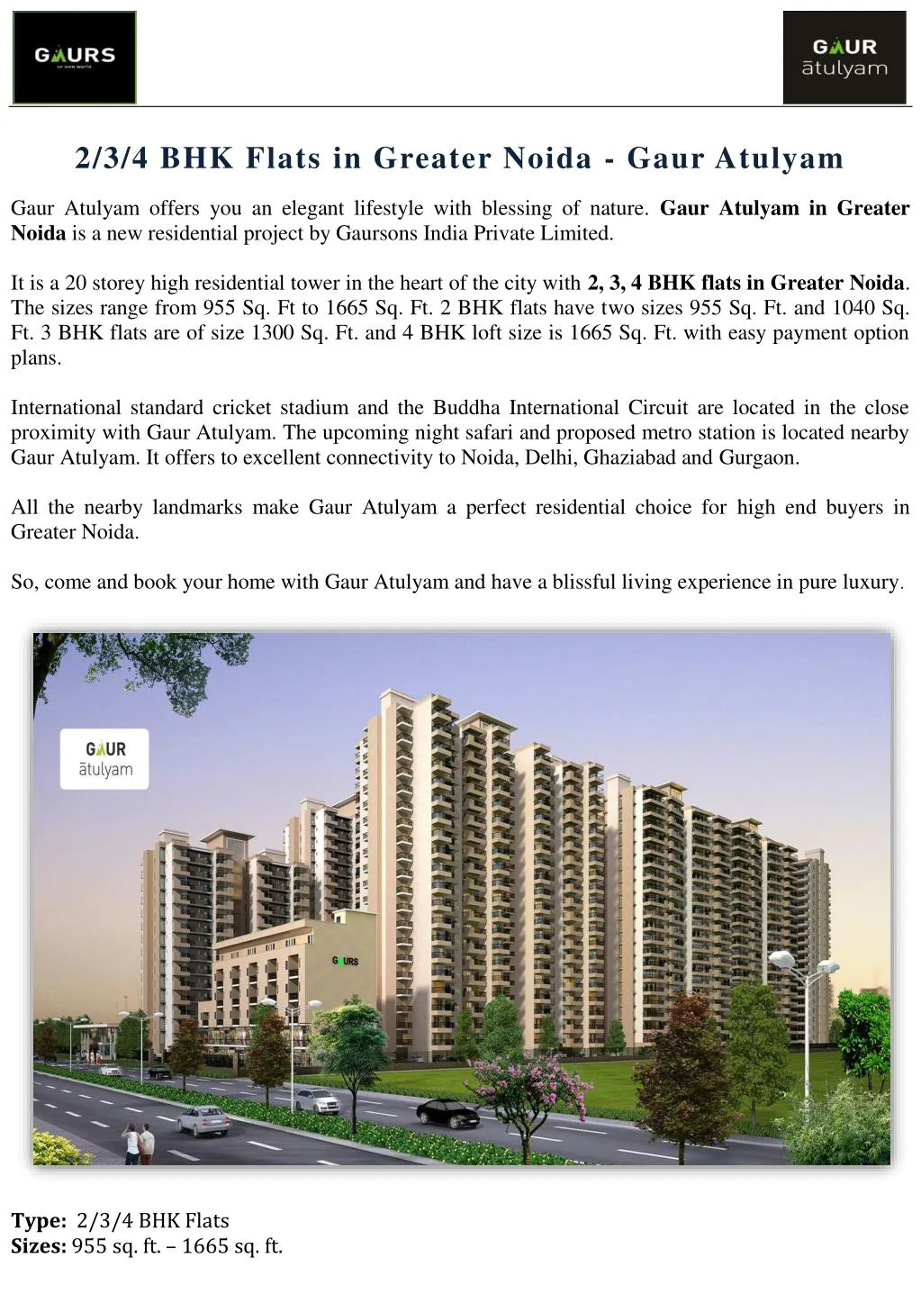 2 3 4 bhk flats in greater noida gaur atulyam