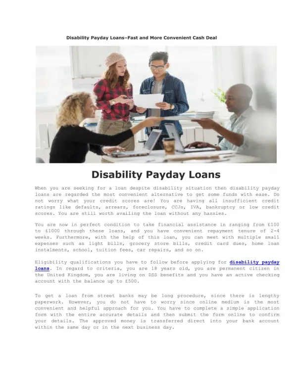 Disability Payday Loans
