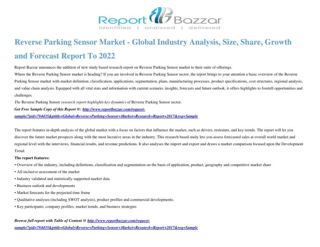 reverse parking sensor market global industry