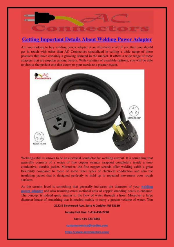 Getting Important Details About Welding Power Adapter.pdf