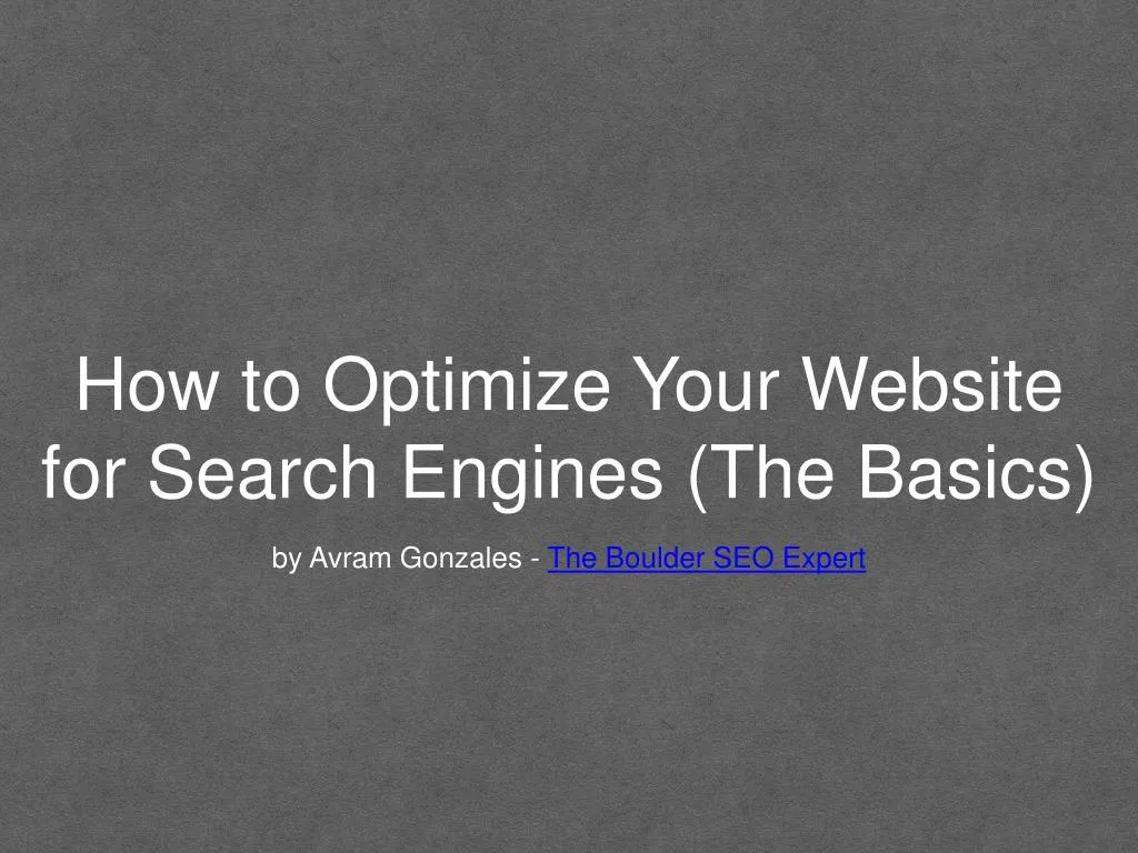 how to optimize your website for search engines