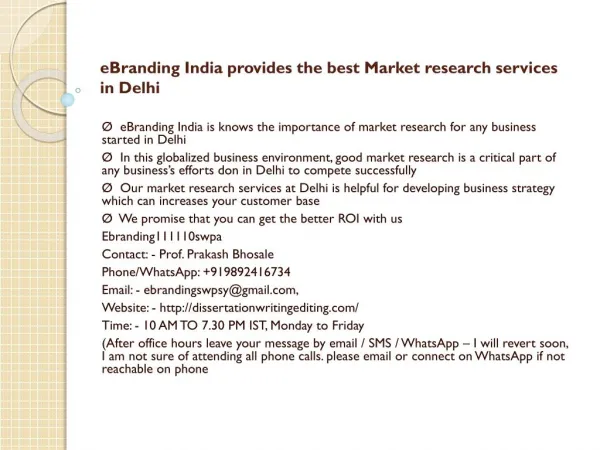 eBranding India provides the best Market research services in Delhi