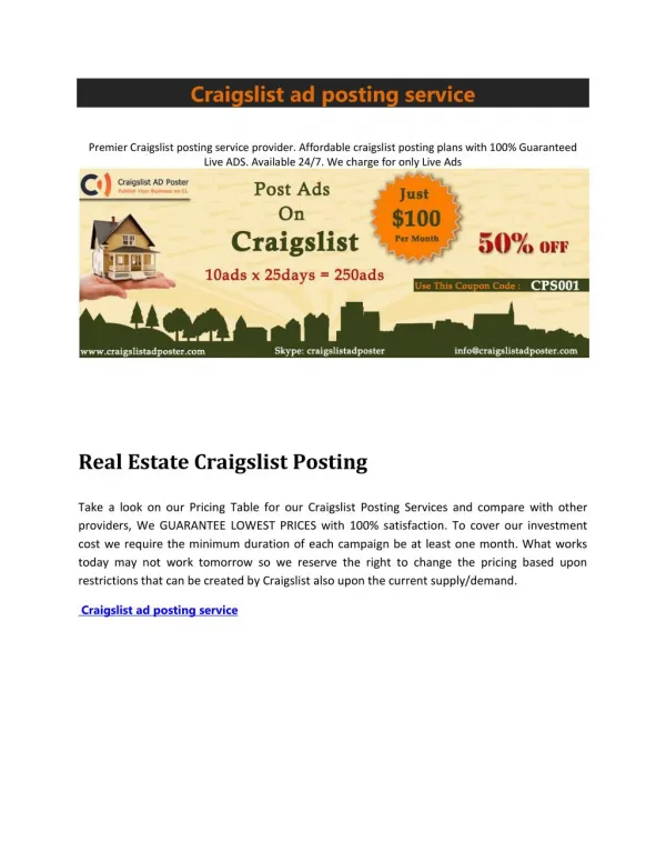 craigslist ad posting service