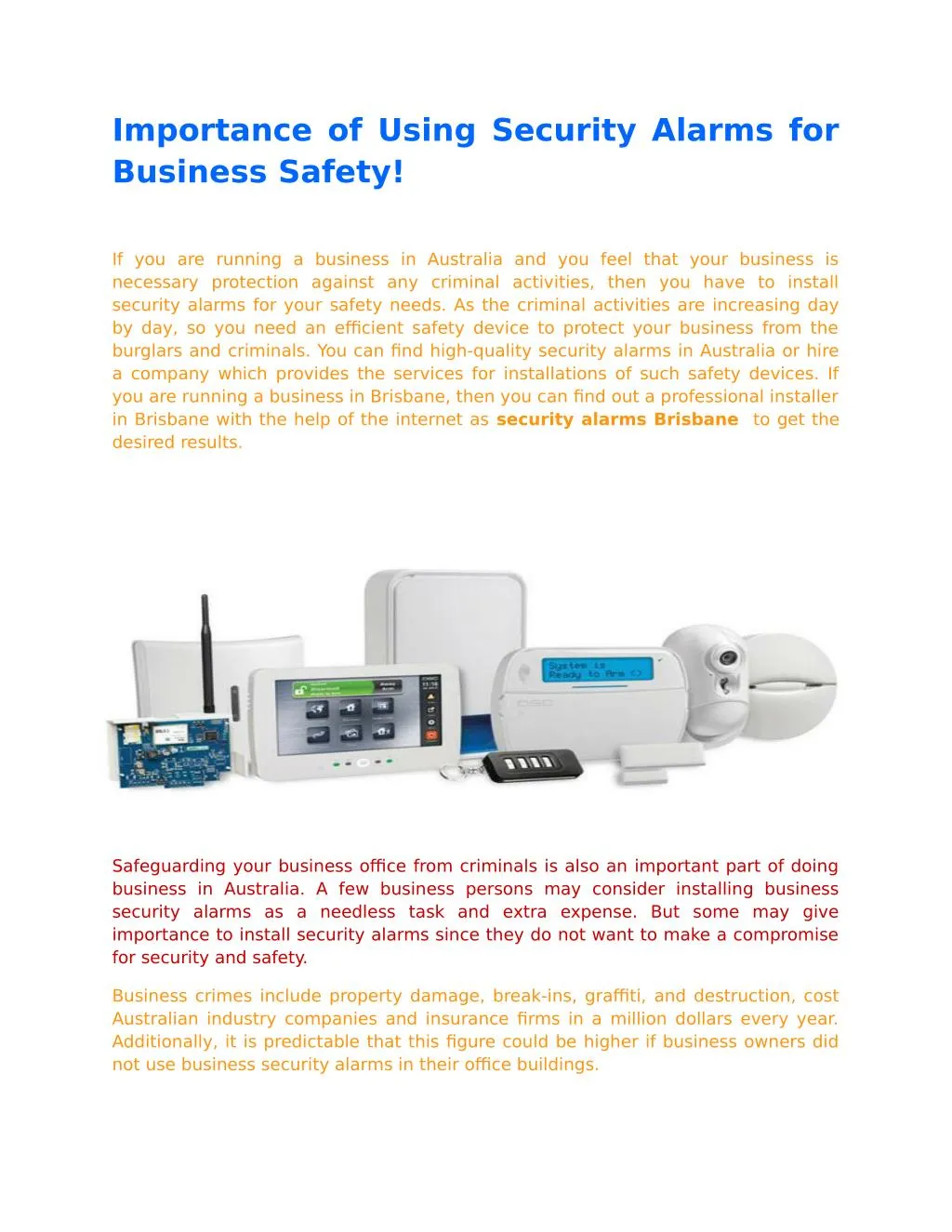 importance of using security alarms for business