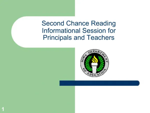 Second Chance Reading Informational Session for Principals and Teachers