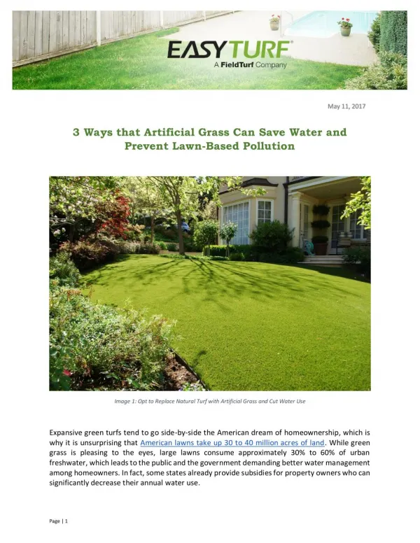 3 Ways that Artificial Grass Can Save Water and Prevent Lawn-Based Pollution