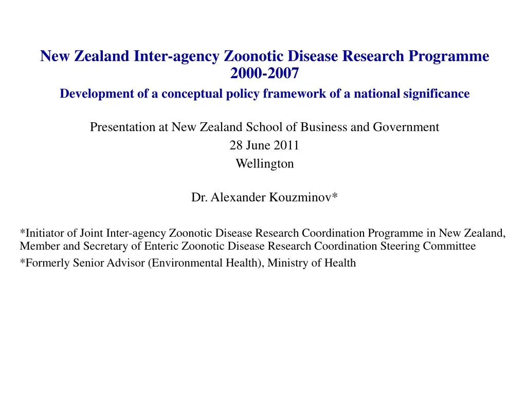 new zealand inter agency zoonotic disease