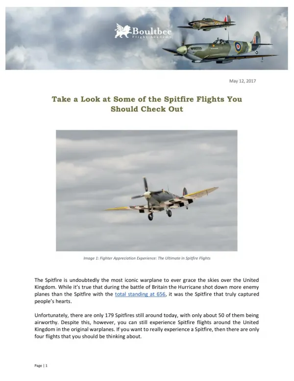 Take a Look at Some of the Spitfire Flights You Should Check Out
