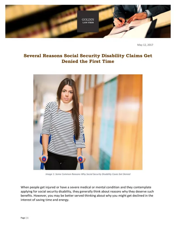 Several Reasons Social Security Disability Claims Get Denied the First Time