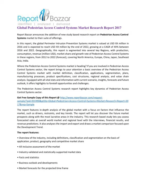 global pedestrian access control systems market