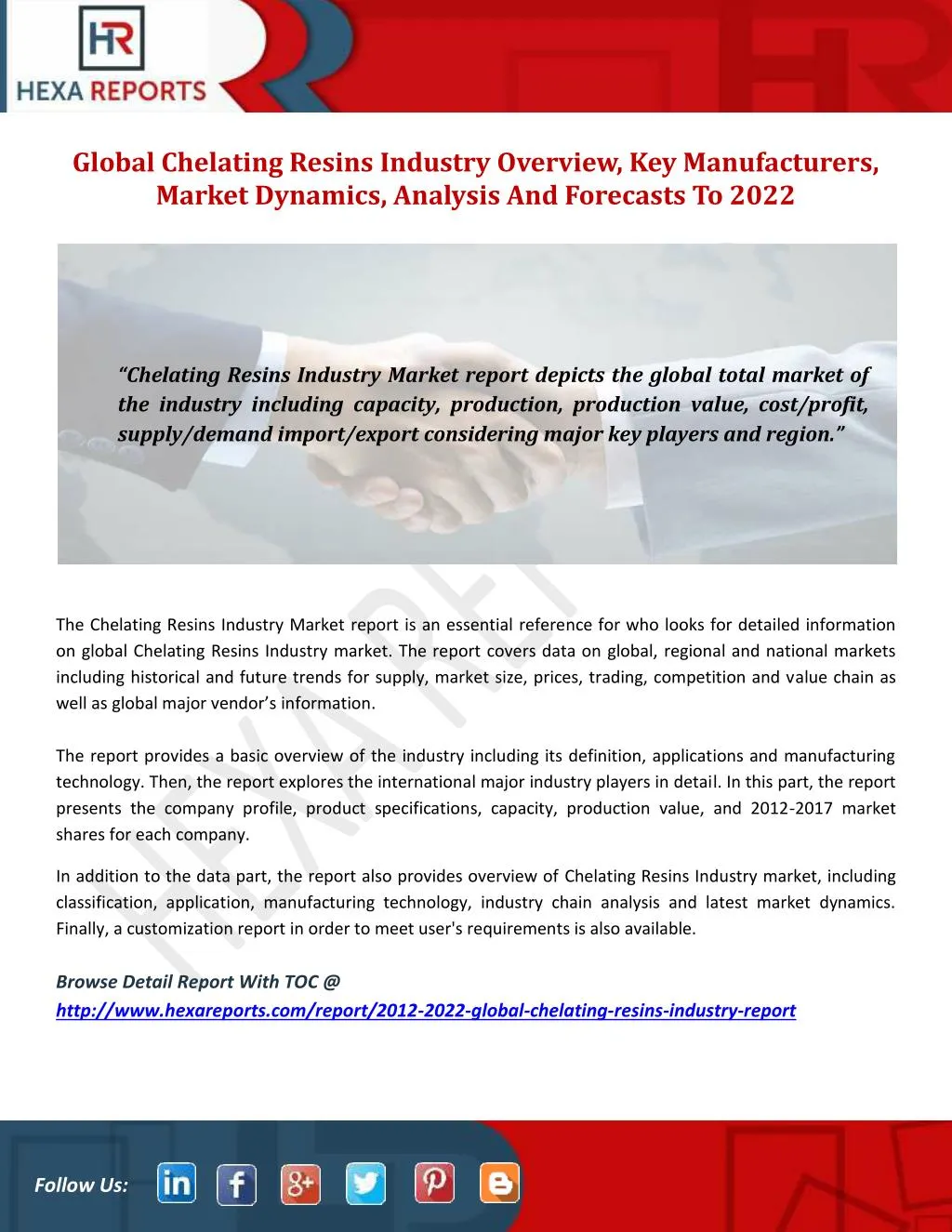 global chelating resins industry overview