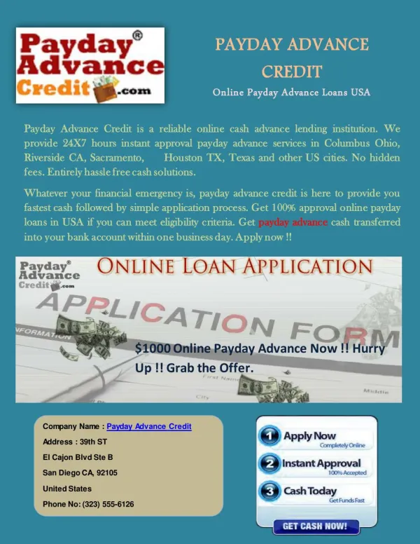 Online Payday Cash Advance Loans No Credit Check Instant Approval